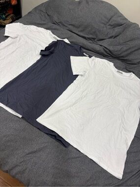 NEW Dior Set of 3x Crewneck Tees - White & Navy in size Large